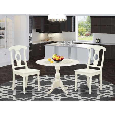 East West Furniture 3 Piece Dublin Dinette Set - Linen White DMKE3-LWH-W